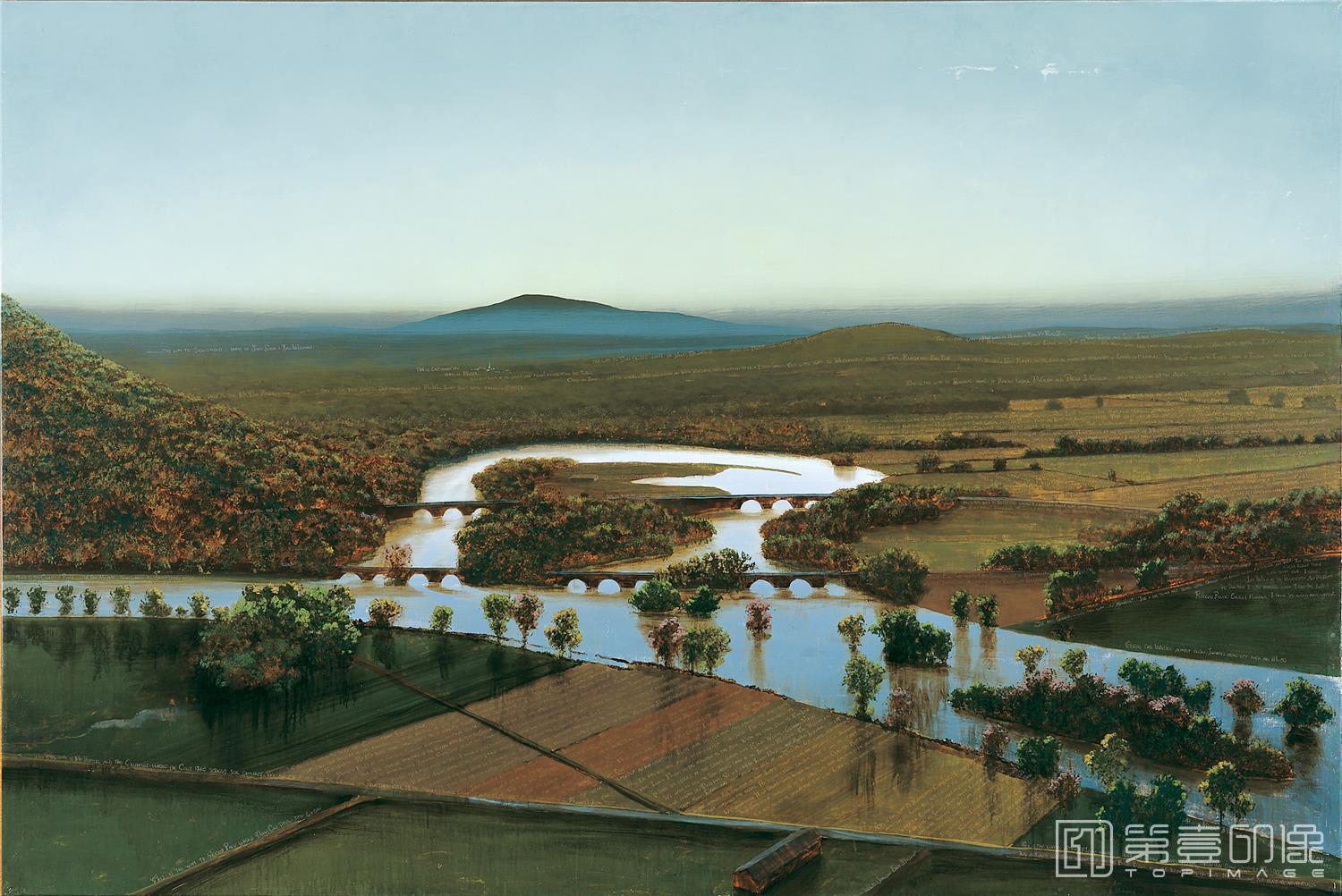 油画-美国纽约大都会美术馆油画藏画-Stephen HannockThe Oxbow After Church, After Cole, Flooded (Flooded River-1986
